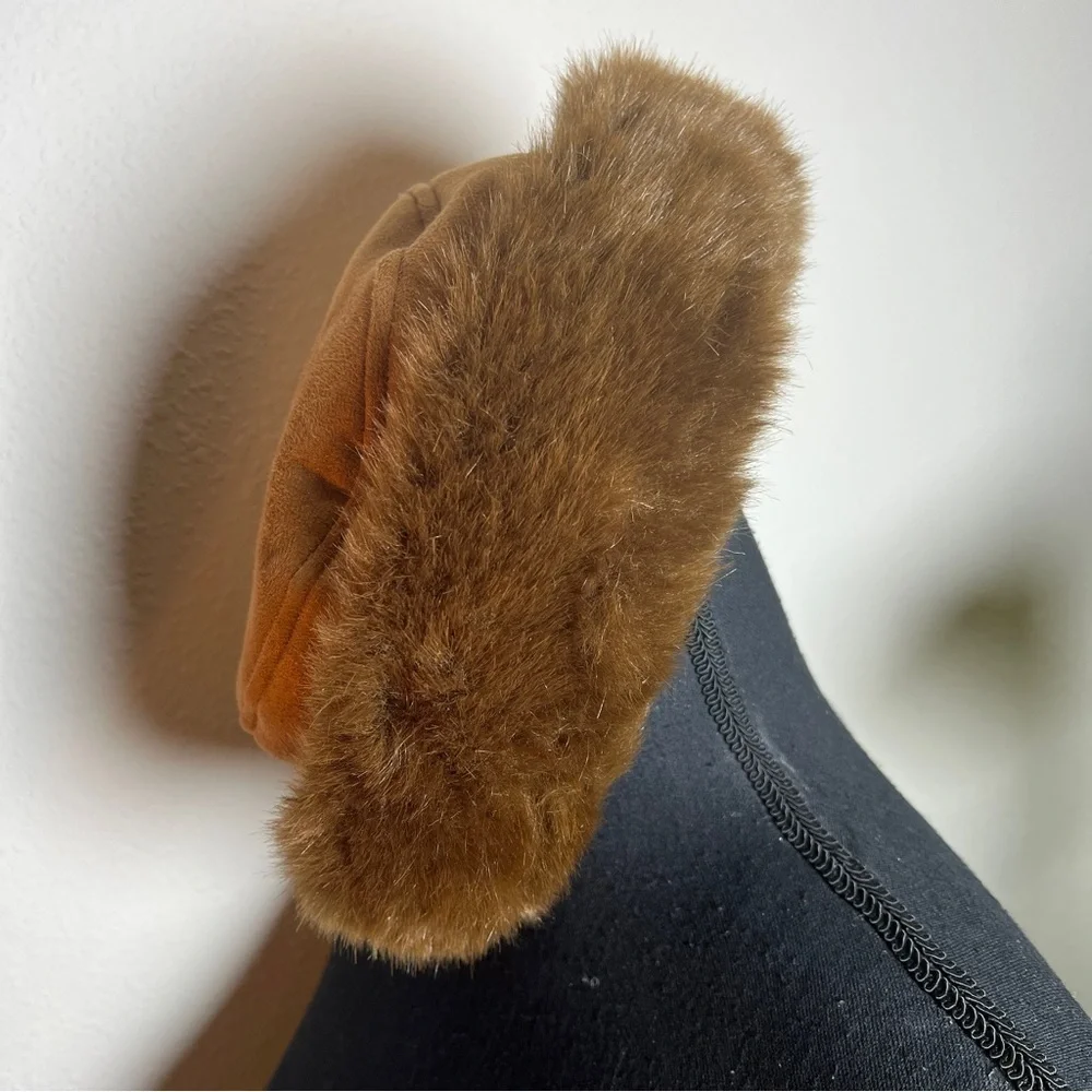 Betmar New York Women’s Faux Suede Tan Hat with Faux Fur Trim Size: O/S